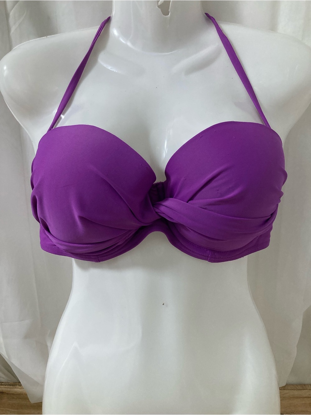 La Vie en Rose Aqua Purple Twist Bandeau Bikini Top XL